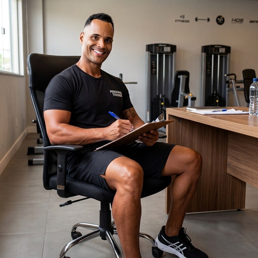 Pierre Soares orientando um treino em academia